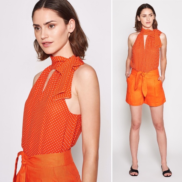 Joie Tops - ✨NWT✨ JOIE Dalman Neck Tie Halter Blouse MED